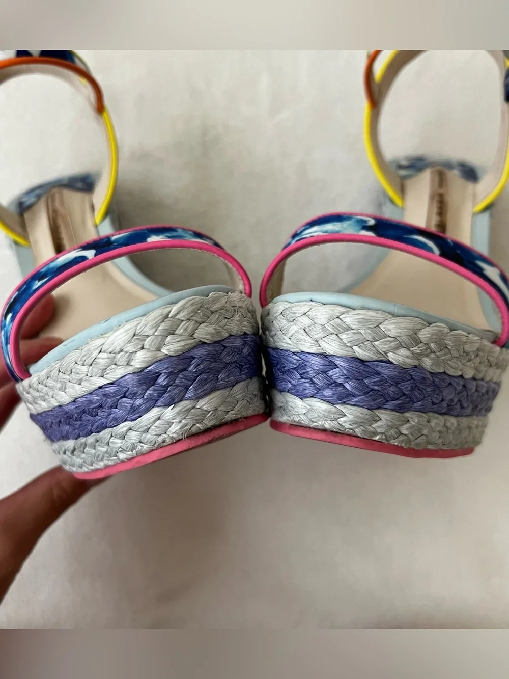 Sophia Webster Lucita Oceana Multicolor Espadrille Wedge Sandals Size 38.5